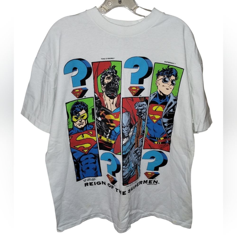 Vtg '93 DC Comics Reign Of The Supermen T-Shirt XL White USA